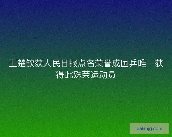 王楚钦获人民日报点名荣誉成国乒唯一获得此殊荣运动员
